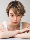 大人ハイライトグレージュショート40代50代