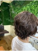 ショートレイヤー・スパイラルパーマ・前下がり