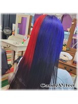 美容室キャンディー ベルベット(Candy Velvet) 注目度高めな赤青ツートンカラー