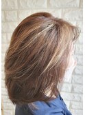 ミディアムレイヤーボブ×イノアカラー×ハイライト