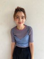 トワ 豊中店(towa)&nbsp;ウルフカットくびれヘアアプリコットオレンジミディアムヘア