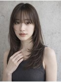 自然なワンカール 顔周りカット ブラウンカラー 髪質改善TOMOKI