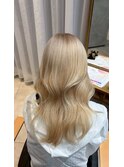 透明感寒色カラー　ブリーチダブルカラーホワイトブロンド