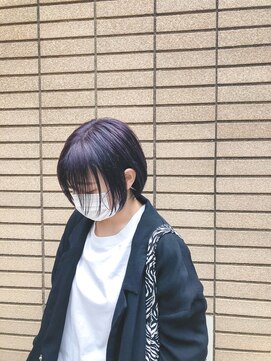 サクラ オモテサンドウ(SAKURA) マッシュボブ×暗めラベンダーカラー ケアブリーチ/ボブ