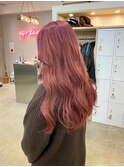 ピンクカラーイルミナカラー１０代２０代透明感韓国ヘア