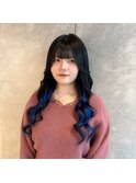 プルエクステ10代20代インナーカラーブルー名古屋美容室