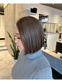 ボブ/ショート/ミルクティーベージュ/ダブルカラー