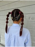 秋ヘアーストレートロングヘアアレンジ＊10代20代玉ねぎヘア