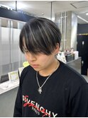 韓国マッシュセンターパートツーブロックメンズハイライトウルフ