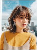 ハッシュカットバーガンディミディアムレイヤー韓国ヘア
