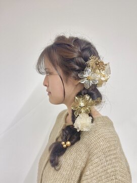 ベルクープス 天王寺店(Belle Coupes) 【BelleCoupes】編みおろしアレンジ ゴールド ヘアセット大阪
