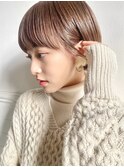小顔マッシュショートグレージュカラーボブ　20代渋谷原宿神宮前