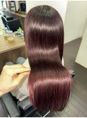 髪質改善　髪質改善カラー　ボルドー　艶感ストレート　ヘアケア