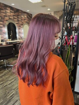 ヘアー リードレス(hair Re:dress) 艶カラーパープルベージュゆるふわスタイル