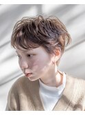 マッシュショート/パーマ/アッシュベージュ/ブリーチなし/豊橋