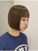 【YOKE】切りっぱなしボブミニボブくすみベージュブリーチ無し