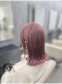 ピンクベージュ/ハイトーンカラー/ケアブリーチ/柔色