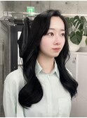 かき上げ前髪/ブルーブラック/韓国風ヘア　上野