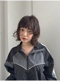 ランダムパーマ+ブラウンカラー