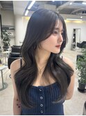 ミディアムレイヤー 艶カラー 暗髪 韓国風 髪質改善 福岡美容室