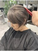 くびれショートボブ40代50代グレイカラー白髪染め白髪ぼかし