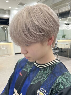 サンクマーケット 渋谷(cinq MARKET) メンズブリーチマッシュハイトーンダブルカラーベージュカラー