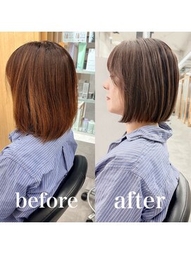 ヘアサロン ドットプラス 町田店(dot. plus) 白髪ぼかしハイライトボブ/ピンクベージュ/アンブレラカラー