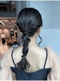 【ローポニーテール】結婚式銀座お団子カチモリタイトヘアセット