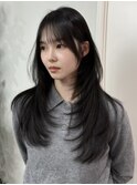 20代30代レイヤーカット×暗髪グレージュ