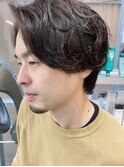 ハンサムショート/ラフパーマ/サイドグラデーション/黒髪