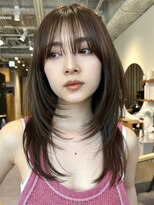 ノイカーム(noi Calm) 顔周りレイヤーカットくびれヘアミルクティーベージュカラー