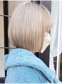 ダブルカラーミルクティーベージュカラーケアブリーチ韓国ボブ