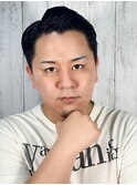 メンズショートビジネスツーブロックセンターパートフェード