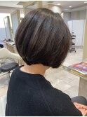 白髪ぼかしハイライトグラデーションボブ40代50代60代ボリューム