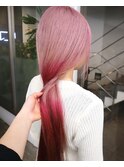 ケアブリーチハイトーンピンクのグラデーションデザインカラー