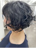【中目黒】黒髪ショートボブのくるくるパーマ♪大人ショート