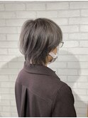 透明感チャコールグレー◎くびれミディ20代ラウンドバング