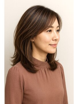 ビュートリアム265(BEAUTRIUM 265) ハイライトヘア 40.50代ミディアムレイヤーヘア ナチュラル美髪