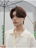 シャドウパーマコンマヘアナチュラルセンターパートツーブロック