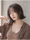 切りっぱなし×ミディアムボブ/前髪20代30代40代髪型池袋