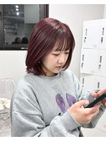 Valone Tokyo レイヤーカット/韓国ヘア/髪質改善【12/1NEW OPEN（予定）】&nbsp;ba12725_バーガンディー外ハネミディアム髪質改善レイヤーカット