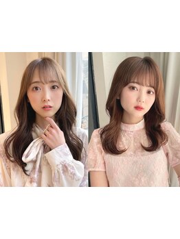 韓国風カット・くびれヘアでトレンド感×女性らしさを♪360度小顔に見えるよう毛流れを計算してカット！