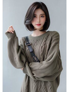 リンク(Link Hair&Spa) 艶髪黒買い韓国風　前髪長めボブ