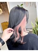 インナーカラーピンク　イヤリングカラー　グラデーション　谷六