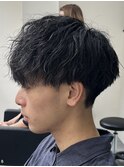 波巻きパーマ/刈り上げマッシュ/緩めパーマ/ツヤ感ヘア
