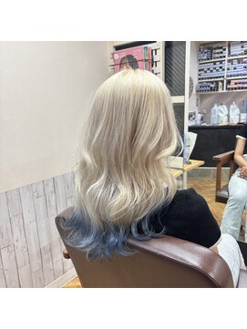 ビー オン ディー ヘア 池袋(BonD hair) ホワイトブロンド×ブルー【池袋/髪質改善/ハイライト】