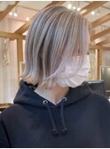 バレイヤージュグレージュハイライトダブルカラーケアブリーチ