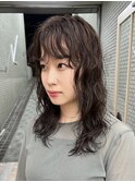 20代30代40代パーマミディアムロングレイヤーカットブリーチなし