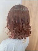 20代30代◎大人可愛い透明感ピンクベージュボブ