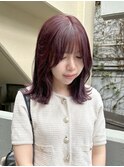 小川/ブリーチなしwピンクラベンダーくびれミディアムレイヤー